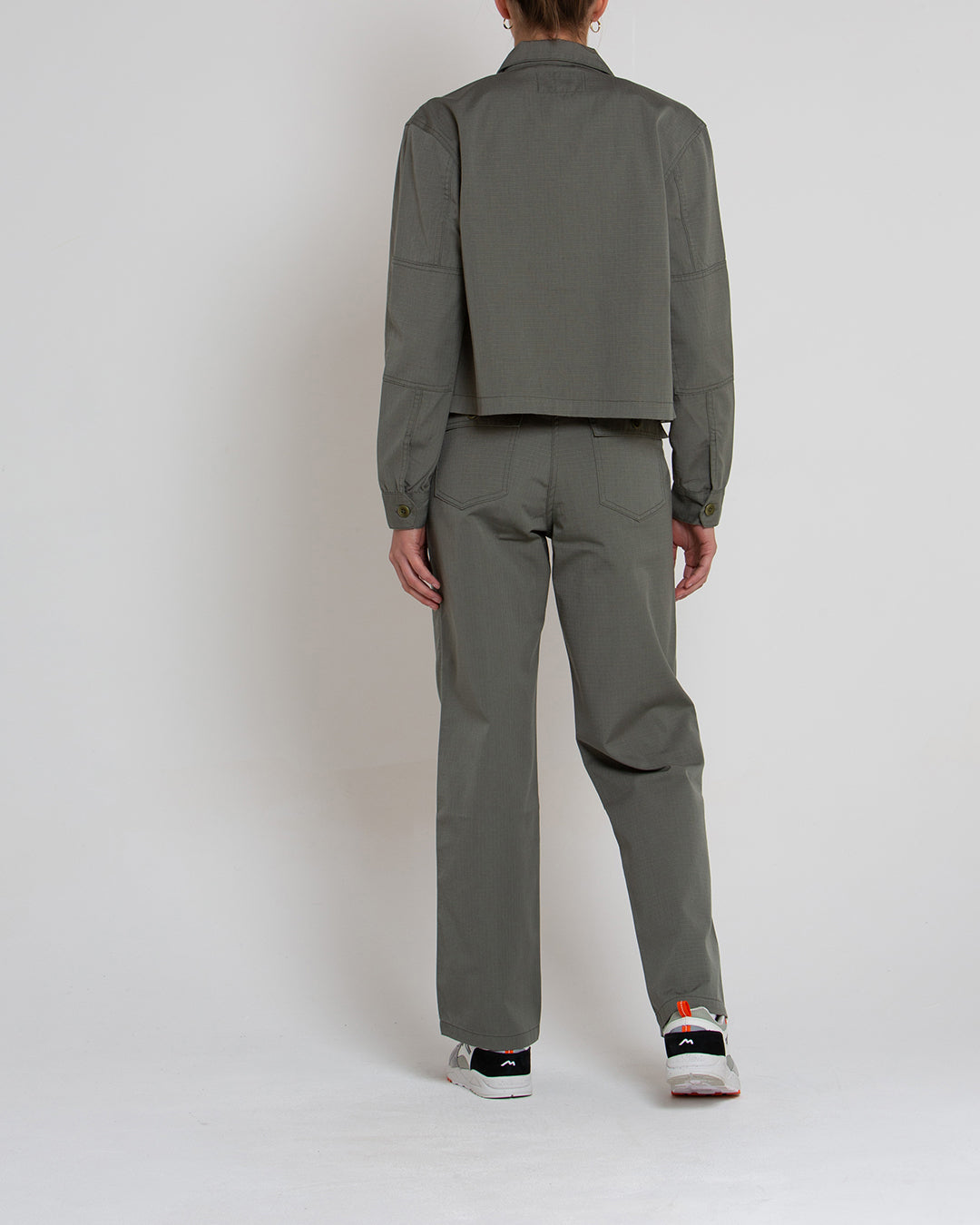 Cropped BDU Shirt - Agave Green|Model