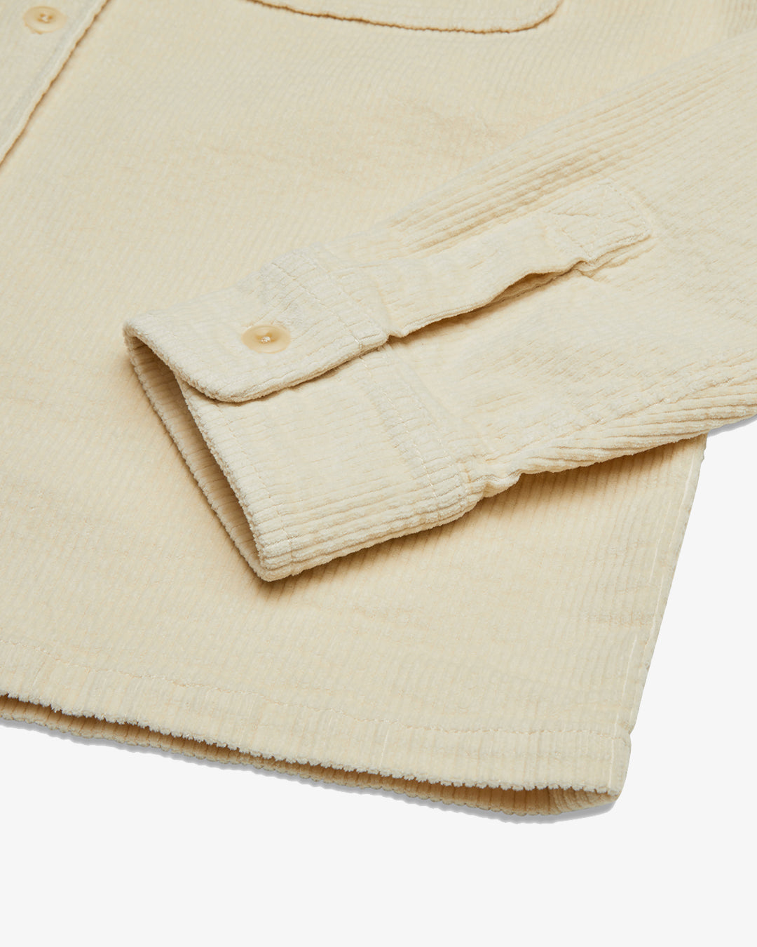 white regular long sleeve shirt with double chest pockets, woven branded label, 98% cotton 2% elastane fabrication with a heavy enzyme stone wash